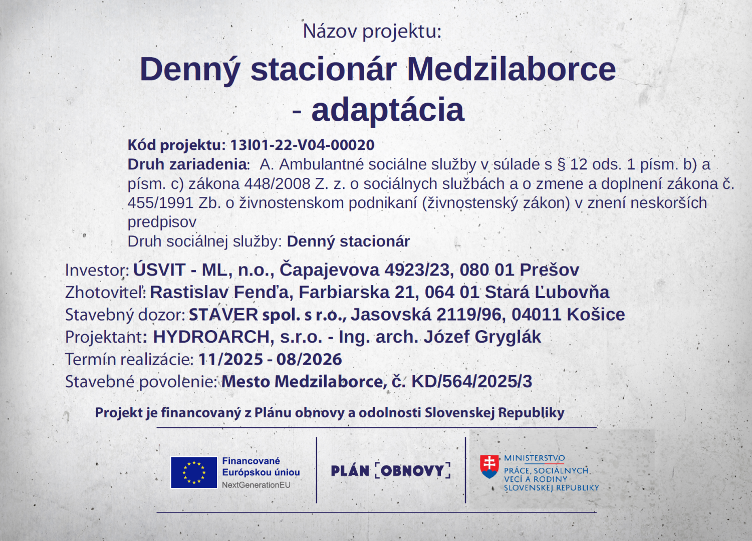 Projektový plagát - DS Medzilaborce